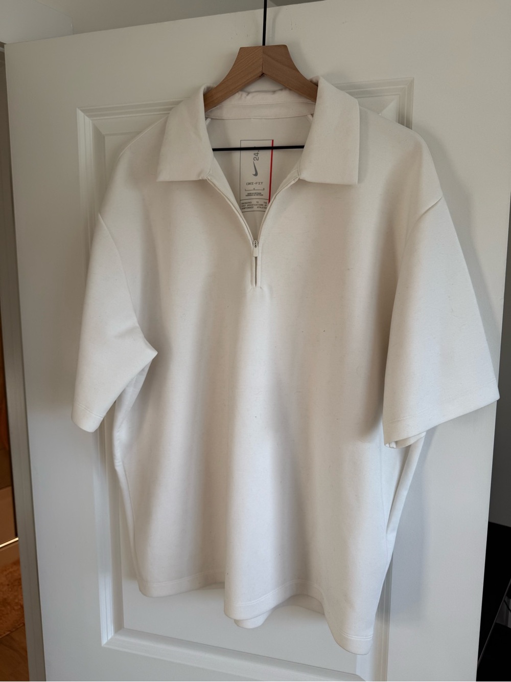 Nike White Short-Sleeve Half-Zip Polo